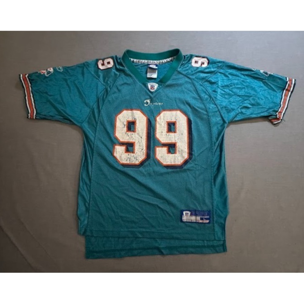 Vintage Miami Dolphins Taylor #99 Reebok Jersey Boys Large Green Short‎ Sleeve.